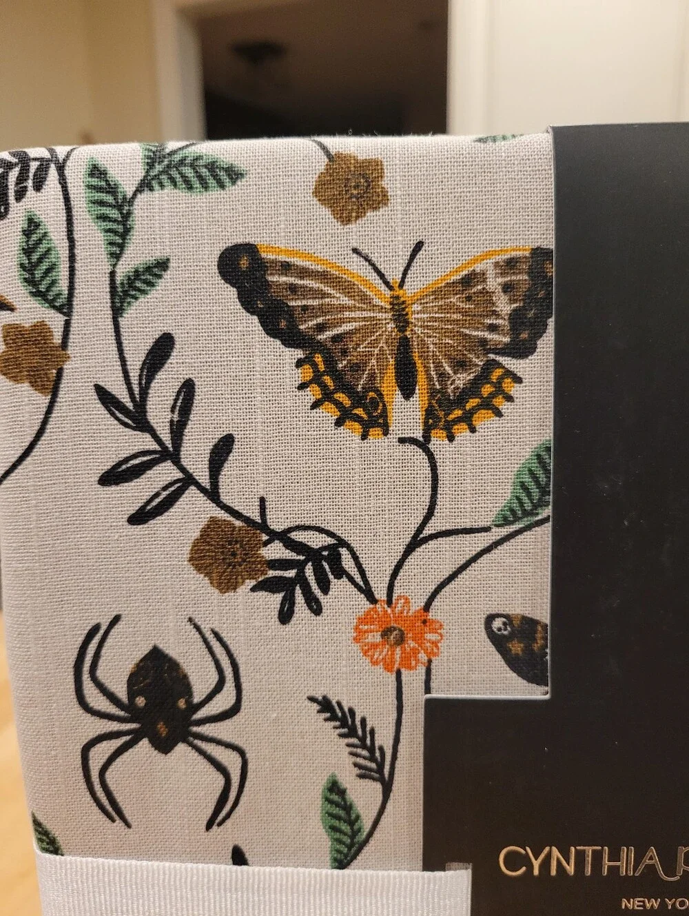 Cynthia Rowley Beige Tablecloth with Black, Orange & Green Halloween Motifs